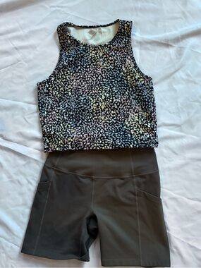 Balance Collection Black and Light Pink Leopard-Print Crop Tank